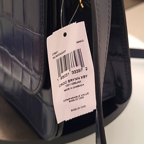Coach Croc Embossed Brynn Crossbody Navy Style C5631 - Picture 4 of 15